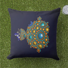 Almofada Esfera Apoloniana Fractal Mandelbrot Dourada Azul