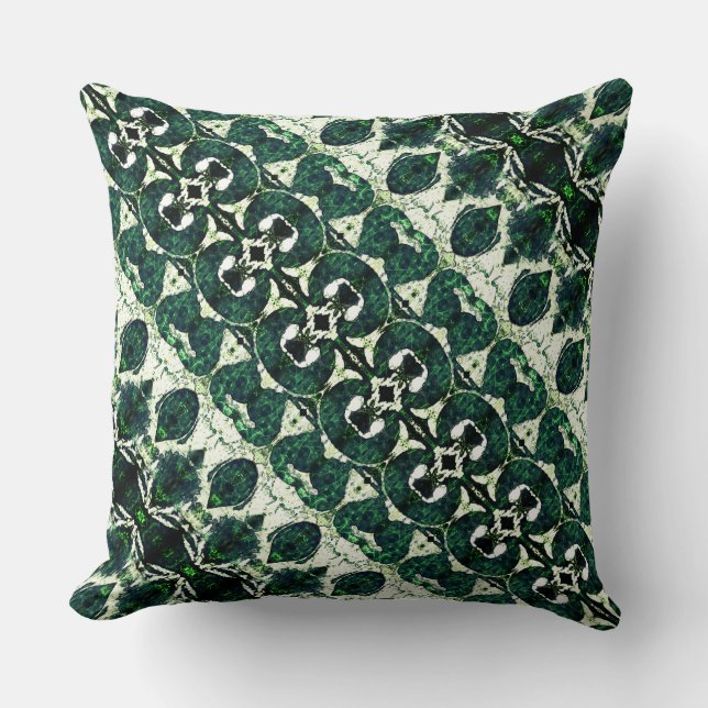 Almofada Esmeralda esmeralda repetida sob textura branca (Frente)