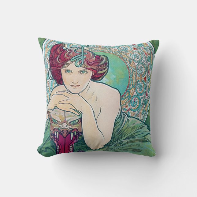 Almofada Esmeralda (Quatro Joias), Alphonse Mucha (Frente)