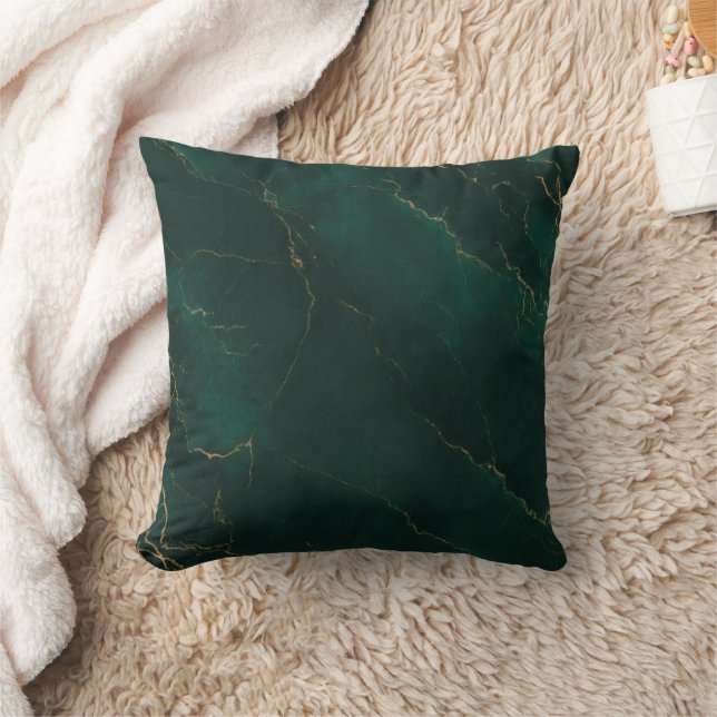 Almofada Esmeralda Verde e Ouro Textura de Mármore Luxo (Cobertor)