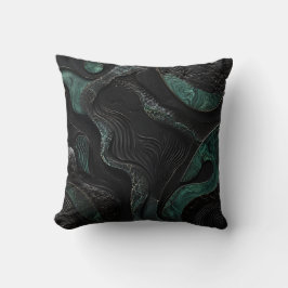Almofada Esmeralda Verde e Preto Abstrato Luxo Escuro Lar