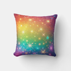 Almofada Espaço colorido em estrela do arco-íris
