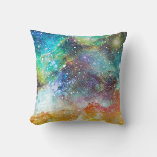Almofada Espaço futurístico, fundo nebuloso estrelado.