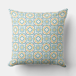 Almofada Espanhol Azulejo Mediterrâneo Azul Amarelo Laranja