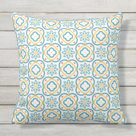 Almofada Espanhol Azulejo Mediterrâneo Azul Amarelo Laranja