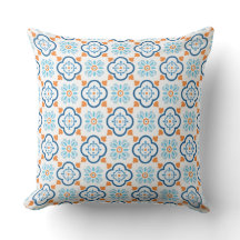 Espanhol Azulejo Mediterrâneo Blue Orange White Ou
