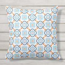 Espanhol Azulejo Mediterrâneo Blue Orange White Ou