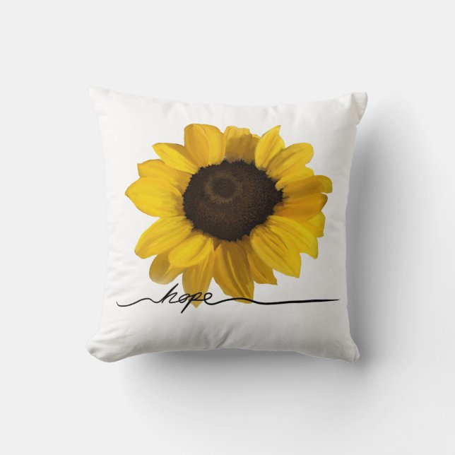 Almofada Esperança de uma pintura de girassol amarelo reali (Frente)