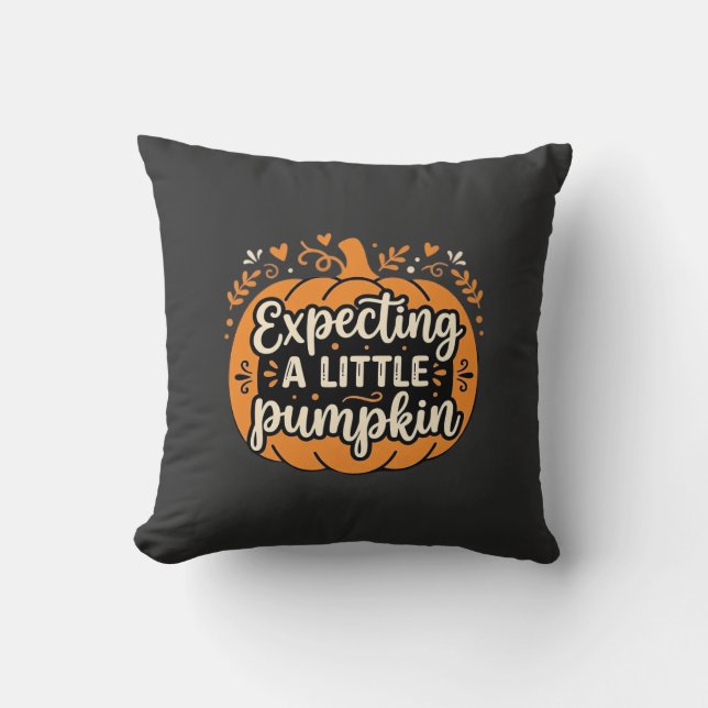 Almofada Esperando um Pequeno Desenho de Abóbora de Hallowe (Frente)