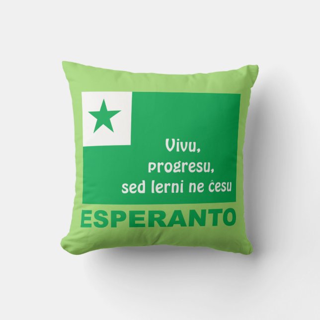 Almofada Esperanto/"Vivu, progresu, ĉesu do ne do lerni do (Frente)