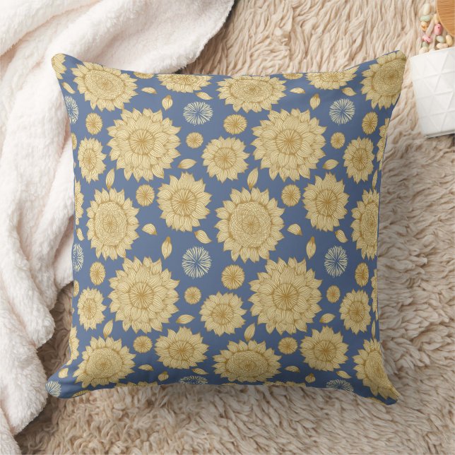 Almofada Espessura do sol II em azul-campo (Cobertor)