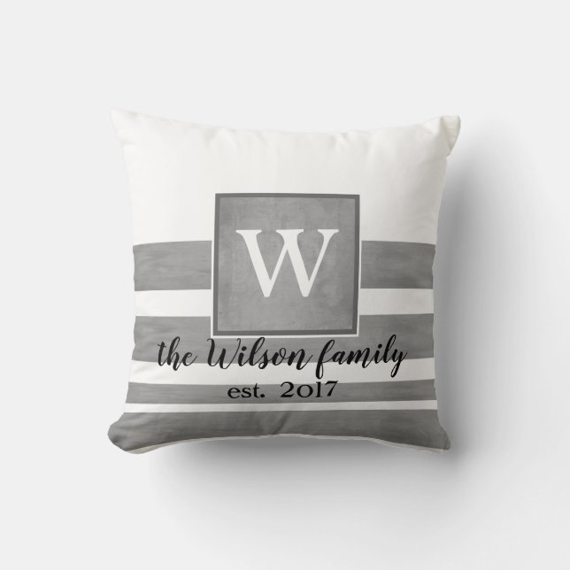 Almofada espia travesseiro personalizada monograma e tiras  (Frente)