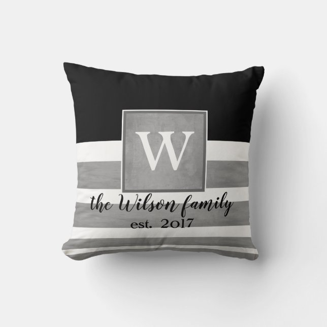 Almofada espia travesseiro personalizada monograma e tiras  (Frente)