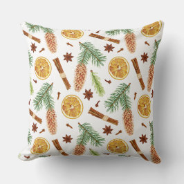 Almofada Espice Festiva Padrão Verde de inverno Laranja