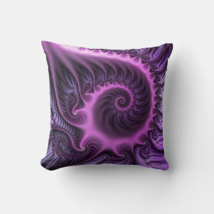 Almofada Espiral De Arte Fractal, Roxal, Rosa-Legal, vívida