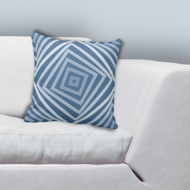Almofada Espiral de Caixa Azul Divertido (Fun Geometric Blue Square Box Spiral Throw Pillow)