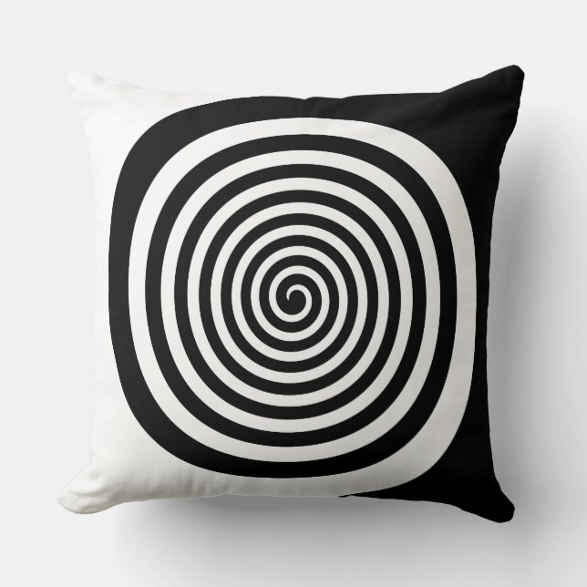 Almofada Espiral hipnótica preta & branca (Frente)