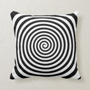 Almofada Espiral preto e branco hipnótica -