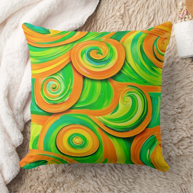 Almofada Espiral Verde e Laranja (Cobertor)