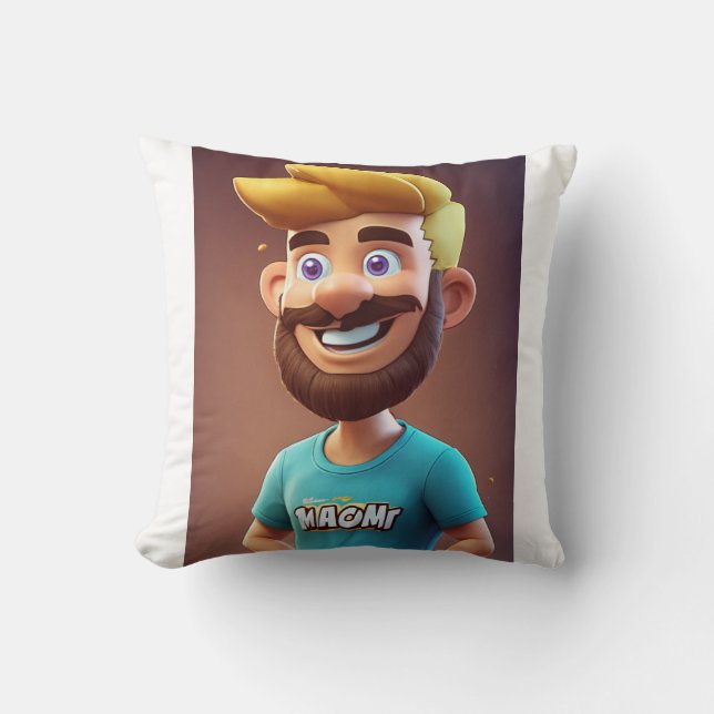 Almofada Espírito de Equipe: Homem Mascote de Cartoon (Frente)