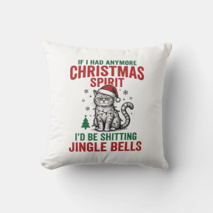 Almofada Espírito de Gato de Natal Engraçado Desenho de Gra