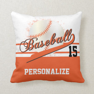 Almofada Esporte Baseball DIY Nome e número Laranja