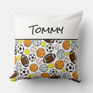 Almofada Esportes Balls Crianças NOME Decado De Quarto De Q
