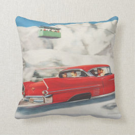Almofada Esportes de inverno do vintage, carros e
