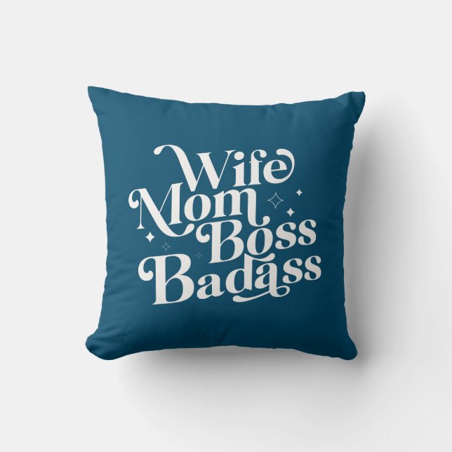Almofada Esposa Mãe Chefe Badass Engraçado Dia de as mães S (Frente)