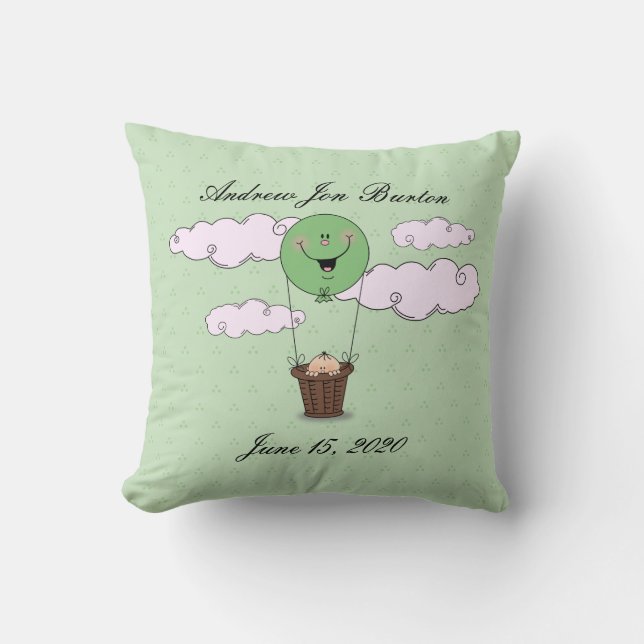 Almofada Espreite um nascimento do verde do bebé da vaia (Frente)