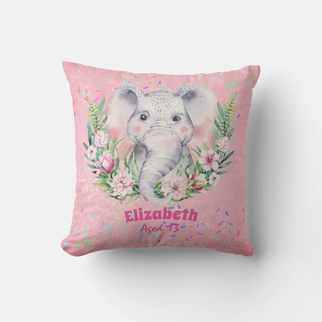 Almofada Esprinkles Elephant Boho Floral Girls NOMEADAS Gif (Frente)