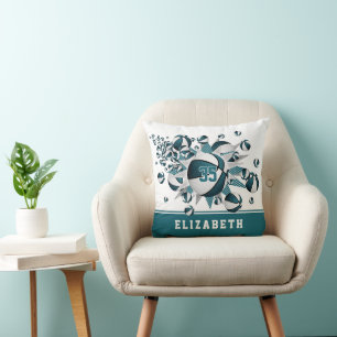 Almofada esquadrão de basquetebol desportivo teal branco