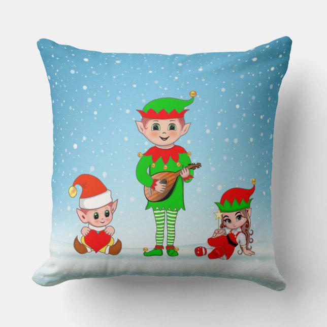 Almofada Esquadrão de Elfo de Natal Moderno (Frente)