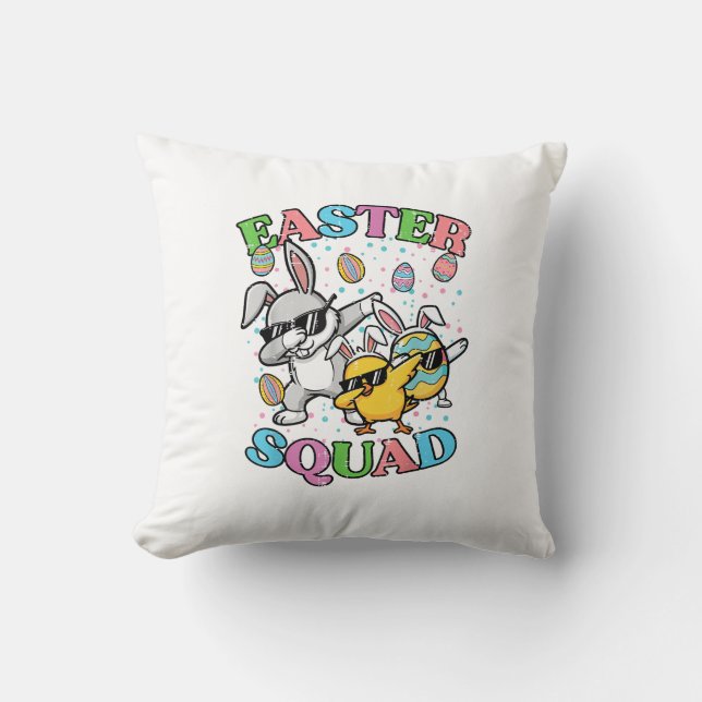 Almofada Esquadrão de Páscoa Coelho Ovo Frango Dab Equipe C (Frente)