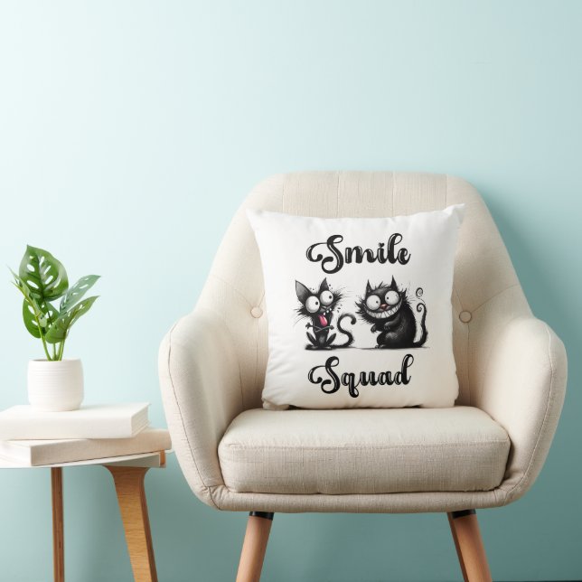 Almofada Esquadrão de Sorriso com Design de Gatos Engraçado (Cadeira)