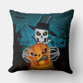 Almofada Esqueleto assustador do chapéu alto