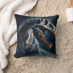 Almofada Esqueleto de Dinossauro Roaming e Paisagem Antiga