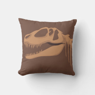 Almofada Esqueleto Fóssil de Dinossauro T-Rex Marrom Quarto