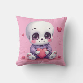 Almofada Esqueleto Kawaii Segurando Coração