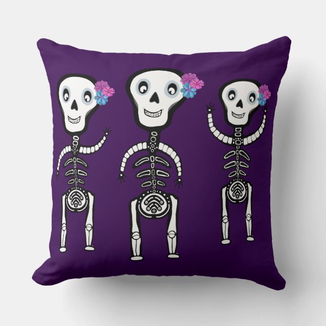 Almofada Esqueletos felizes com Bolsa (Frente)