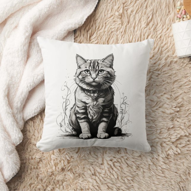 Almofada Esquema do Lápis de Gato Bonito (Cobertor)