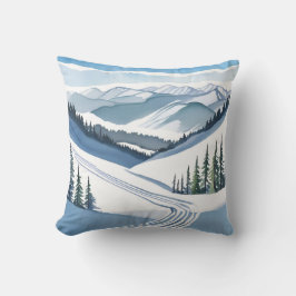 Almofada Esqui Mountain Watercolor