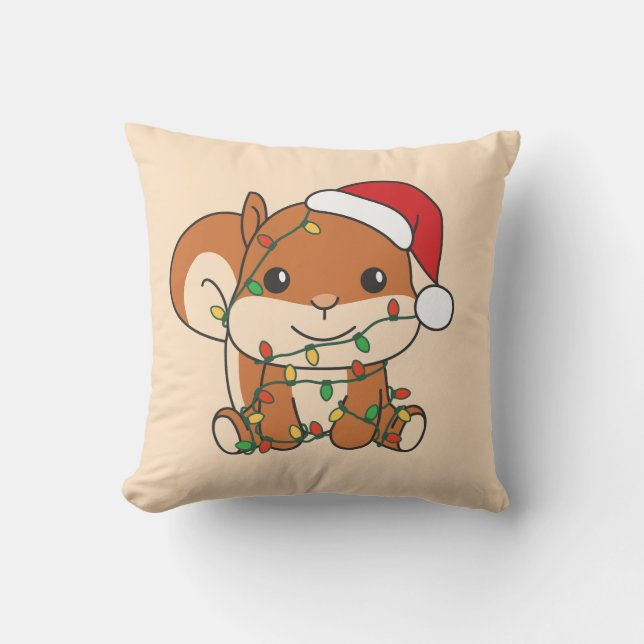 Almofada Esquilo de Natal para Animais de inverno (Frente)