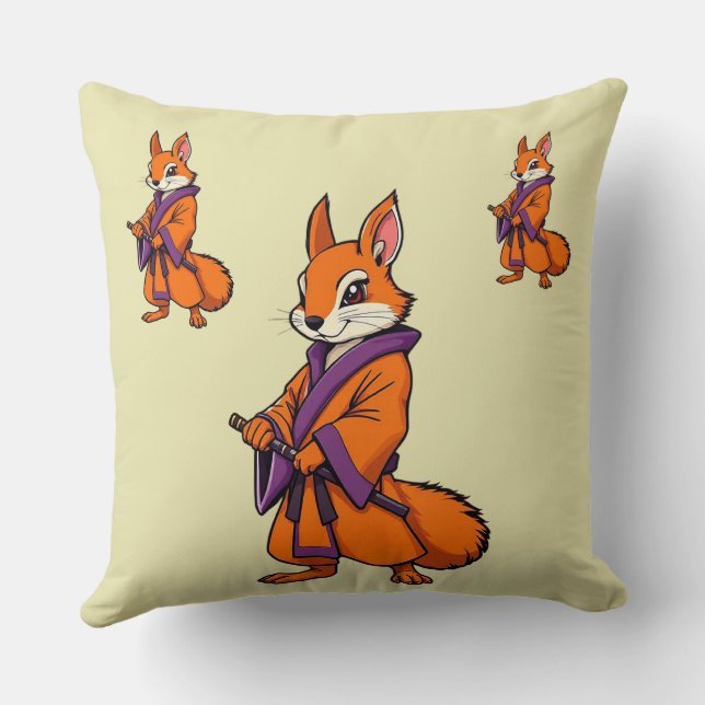 Almofada Esquilo Samurai Japonês Bonito (Verso)