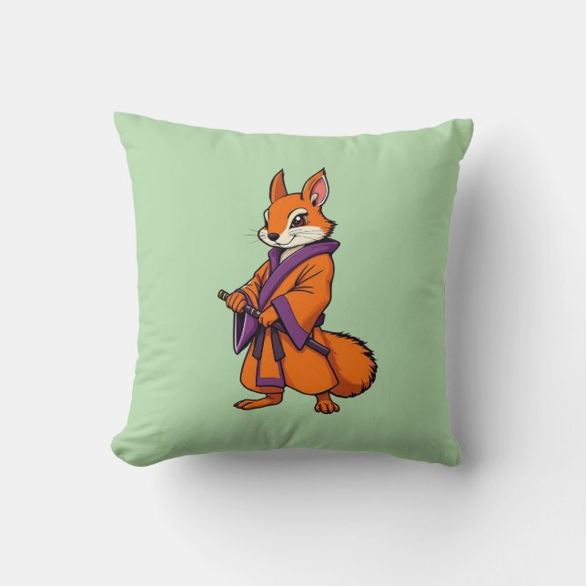 Almofada Esquilo Samurai Japonês Bonito (Frente)