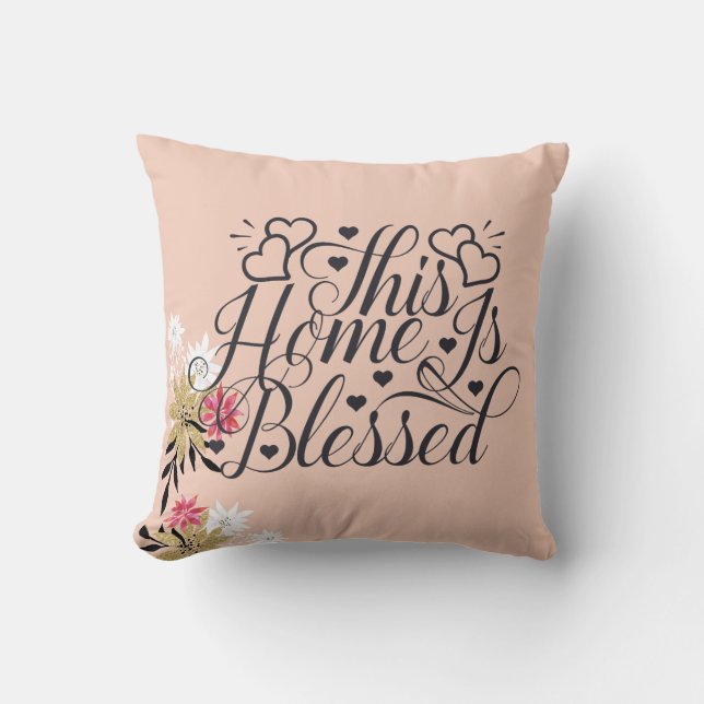 Almofada Esta Casa É Abençoada | Floral (Frente)