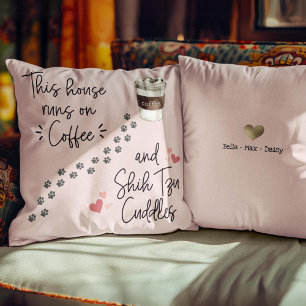 Almofada Esta Casa Funciona no Café & Shih Tzu Personalizad