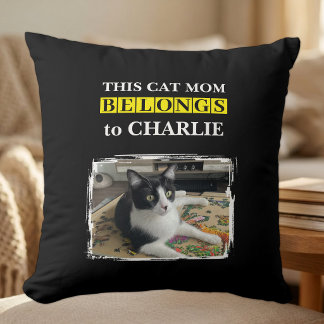 Almofada Esta mãe de gato pertence ao nome foto preto amare