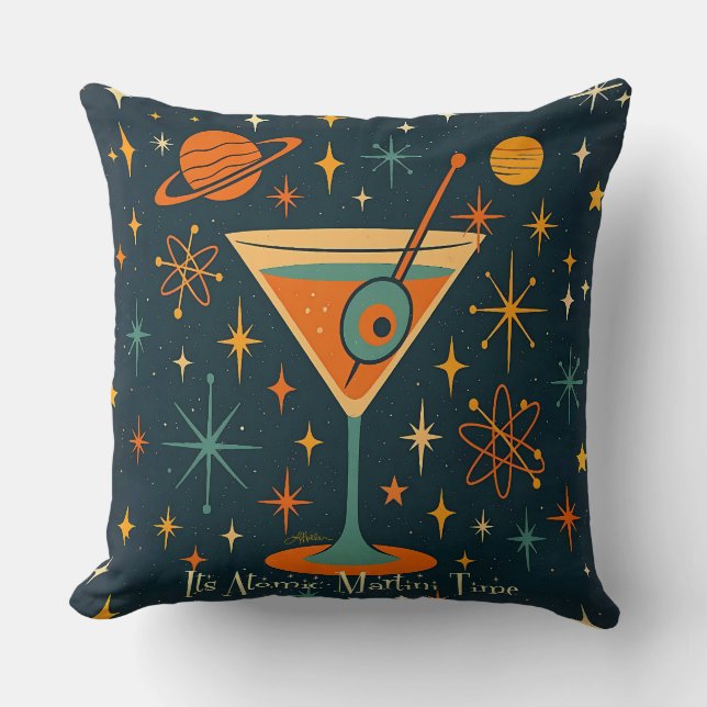 Almofada Está na Hora do Martini Atômico Estrelas Cósmicas (Frente)