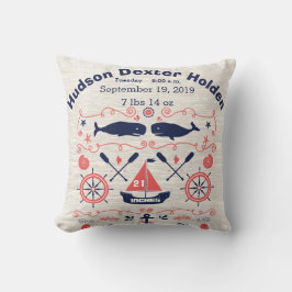 Almofada Estado de Nascimento do Bebê Náutico do Rapaz das 